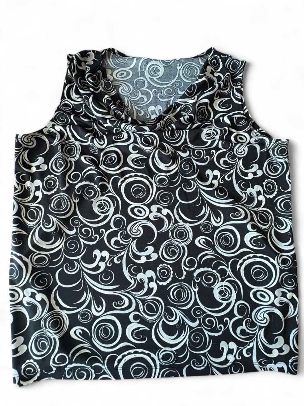 Women’s Black & White Swirl Print Sleeveless Top